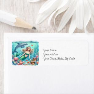 Coastal Under the Sea Mermaid Ocean Label