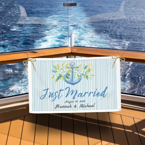 Coastal Vibe Anchor Just Married Car Banner