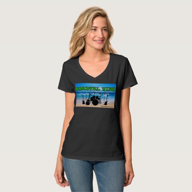 Coastal Vibe Women's V-Neck Fan Shirt (Front Full)