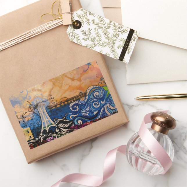 Coastal Vibes, Artistic Flair Rectangular Sticker (Gifting)