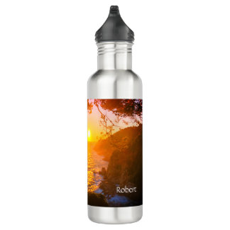 Coastal view, evening light stainless steel water  bottle