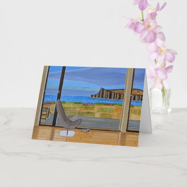 Coastal View from the Window greeting card  (Orchid)