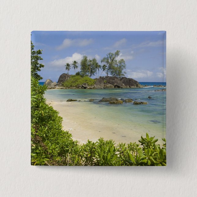 Coastal view on Mahe Island Button (Front)
