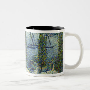 Coastal View with Cypress Trees, 1896 Two-Tone Coffee Mug