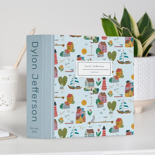 Coastal village baby book first year blue album 3 ring binder (Coastal village baby book first year blue album 3 ring binder)