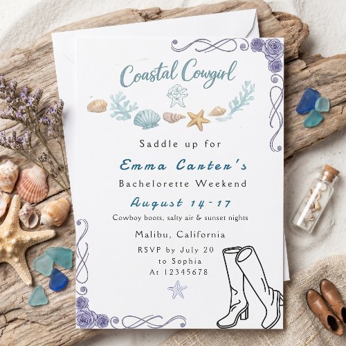 Coastal Viral Classi bachelorette Party Invitation