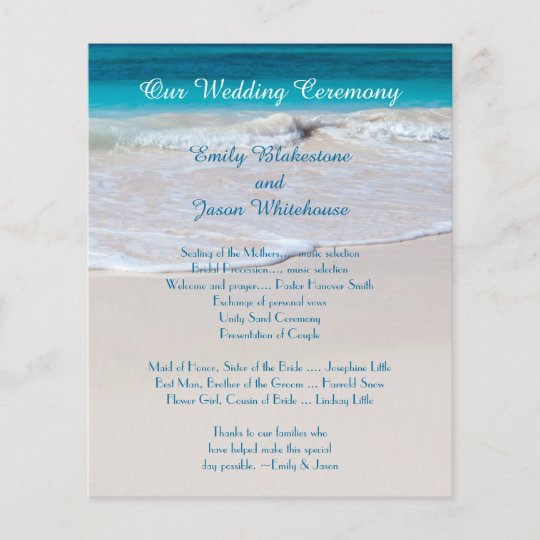 Coastal Vows Affordable Wedding Program Zazzle Com