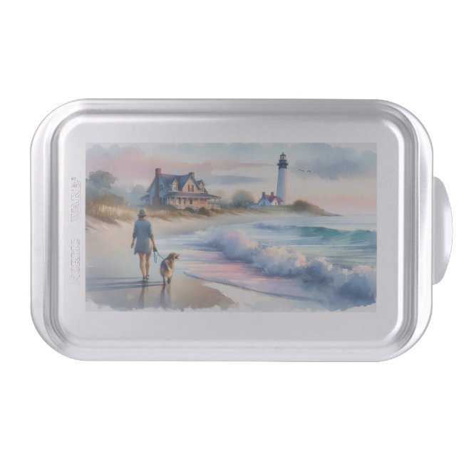 Coastal Walk to Lighthouse at Sunset Cake Pan (Front)