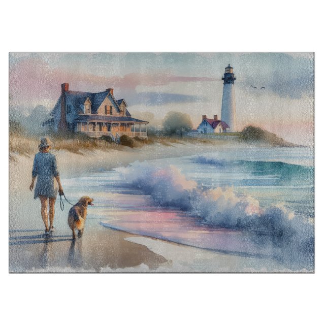 Coastal Walk to Lighthouse at Sunset Cutting Board (Front)