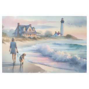 Coastal Walk to Lighthouse at Sunset Gallery Wrap