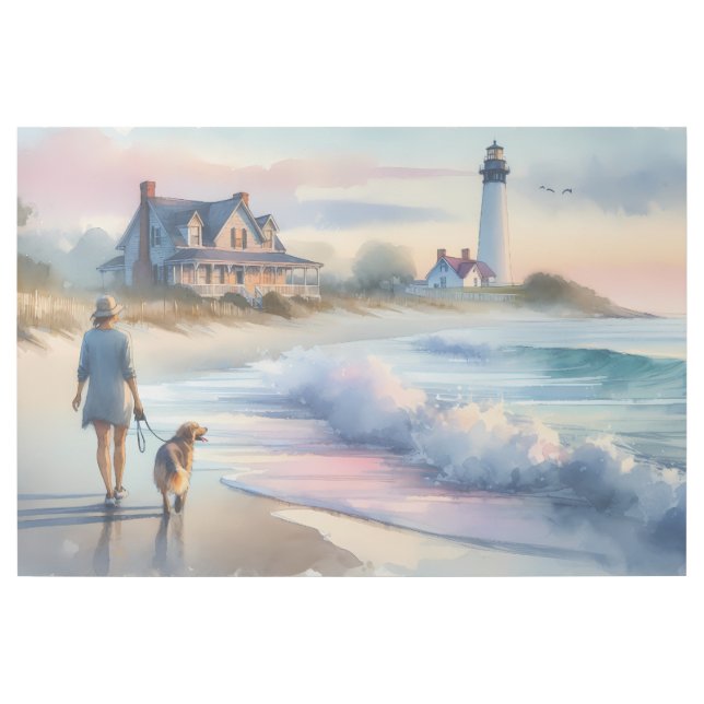Coastal Walk to Lighthouse at Sunset Gallery Wrap (Front)