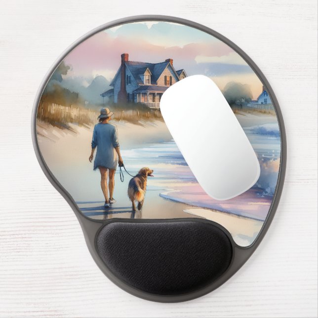 Coastal Walk to Lighthouse at Sunset Gel Mouse Pad (Left Side)