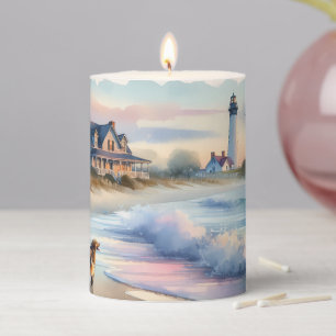 Coastal Walk to Lighthouse at Sunset Pillar Candle