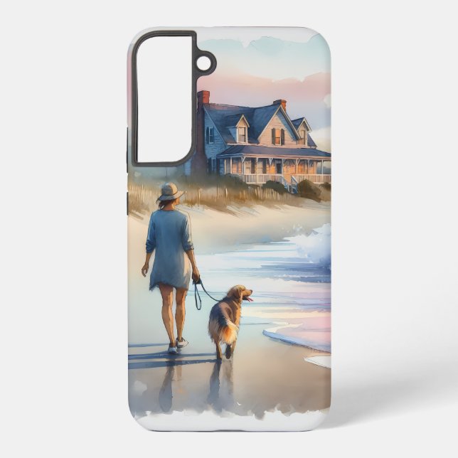 Coastal Walk to Lighthouse at Sunset Samsung Galaxy Case (Back)