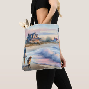 Coastal Walk to Lighthouse at Sunset Tote Bag
