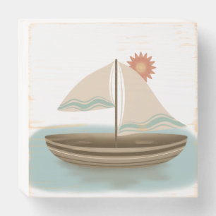 Coastal Wall Decor for Beach Houses - Sailboat Wooden Box Sign