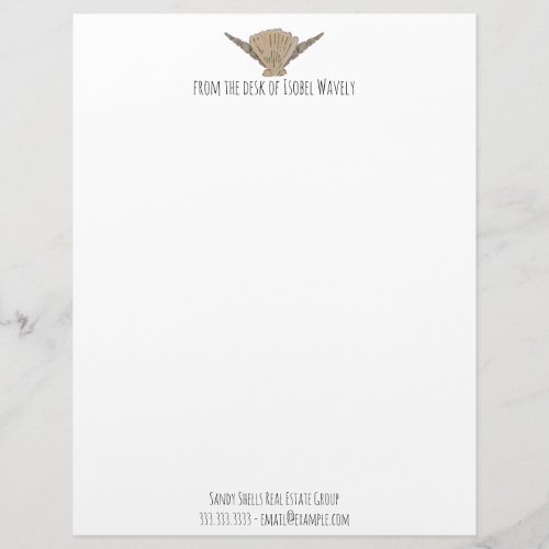 Coastal Watercolor Arrangement of Sea Shells Letterhead