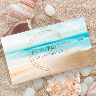 Coastal Watercolor Beach Business Card