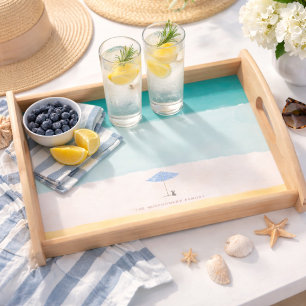 Coastal Watercolor Beach Umbrella Serving Tray