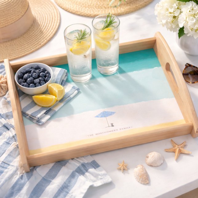 Coastal Watercolor Beach Umbrella Serving Tray (Creator Uploaded)