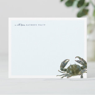 Coastal Watercolor Blue Crab Personal Stationery Note Card