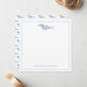 Coastal Watercolor Blue Polka Dot Dolphin Note Card