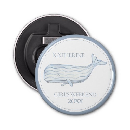 Coastal Watercolor Blue Whale Personalized Bottle Opener