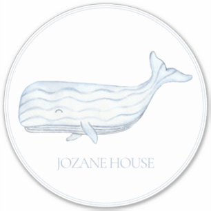 Coastal Watercolor Blue Whale Personalized Sticker