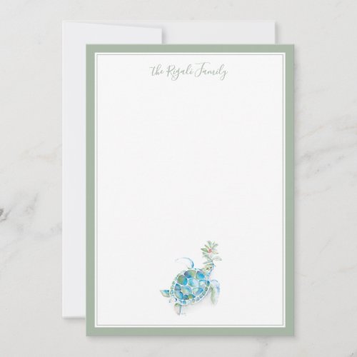 Coastal Watercolor Christmas Sea Turtle Notecards