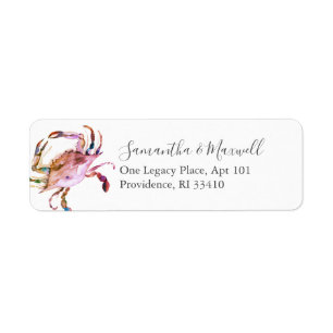Coastal Watercolor Crab Address Labels
