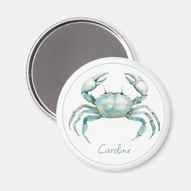 Coastal Watercolor Crab Personalized Magnet (Front/Back)