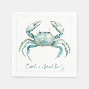 Coastal Watercolor Crab Personalized Napkins
