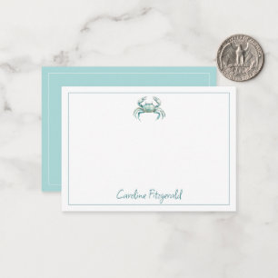 Coastal Watercolor Crab Personalized Note Card