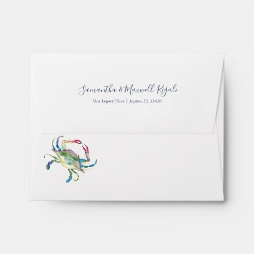 Coastal Watercolor Crab Return Address Envelopes