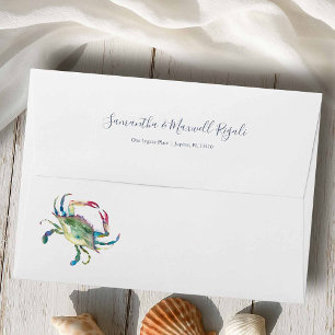 Coastal Watercolor Crab Return Address Envelopes