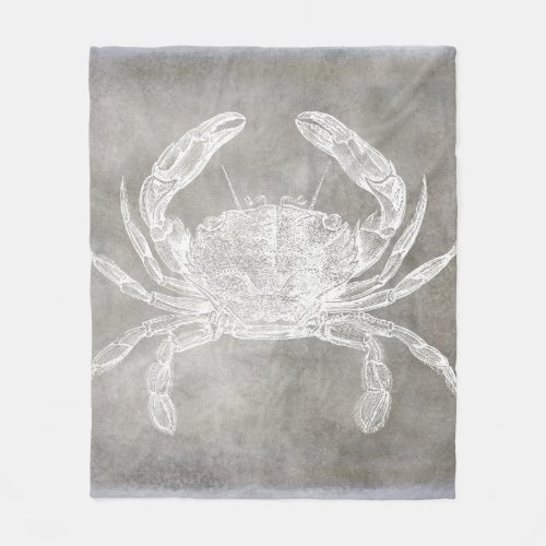 Coastal Watercolor Crab Silver Pewter Neutral Fleece Blanket