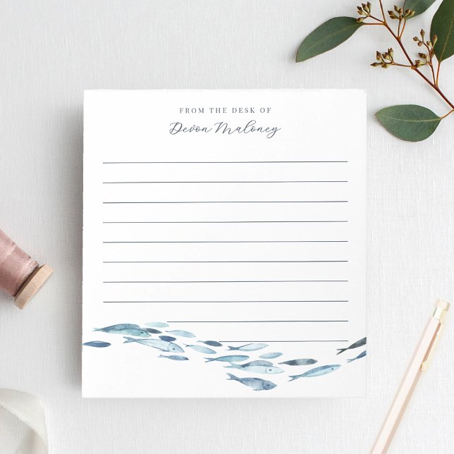 Coastal Watercolor Fish Personalized Lined Notepad (Creator Uploaded)
