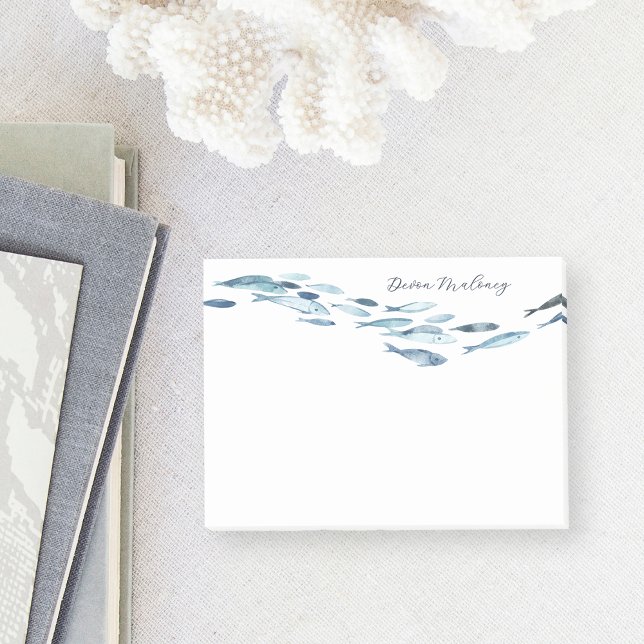Coastal Watercolor Fish Personalized Post-it Notes (Creator Uploaded)