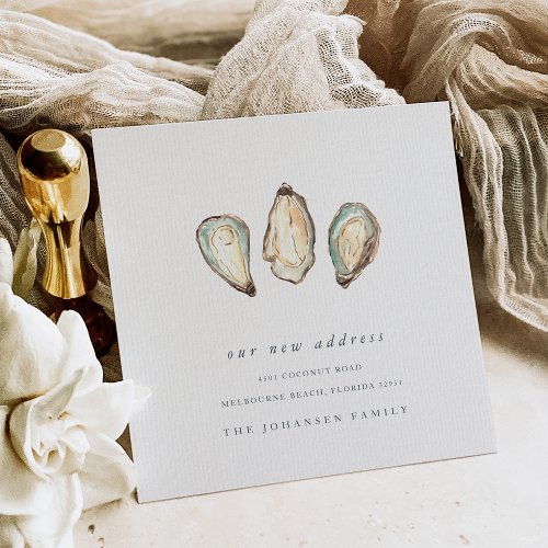 Coastal Watercolor Oyster Change of Address Moving Announcement