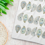 Coastal Watercolor Oyster Pattern Kitchen Towel<br><div class="desc">This pattern design was created using my original watercolors inspired by the oysters along the Alabama Gulf Coast. The beautiful opalescent blues and greens of the nautical oyster shells are the highlight of this design! Perfect for your coastal kitchen decor, these towels are both pretty AND practical. AirBnB and rental...</div>