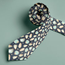 Coastal Watercolor Oyster & Pearl Pattern Neck Tie