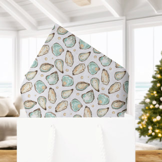 Coastal Watercolor Oyster & Pearl Pattern Tissue Paper