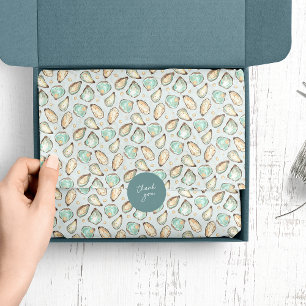 Coastal Watercolor Oyster & Pearl Pattern Tissue Paper