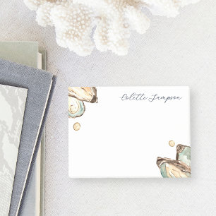 Coastal Watercolor Oyster Personalized Post-it Notes