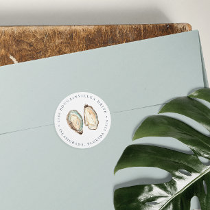 Coastal Watercolor Oyster Return Address Sticker