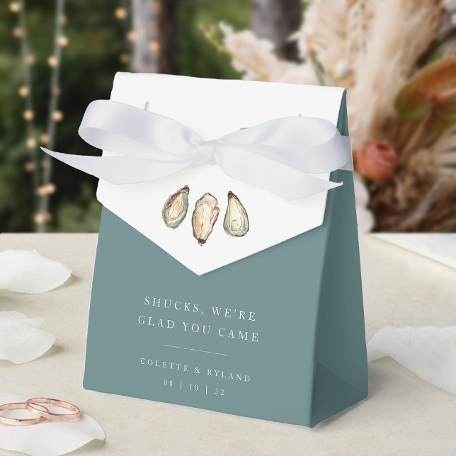 Coastal Watercolor Oyster Wedding Favor Boxes (Creator Uploaded)