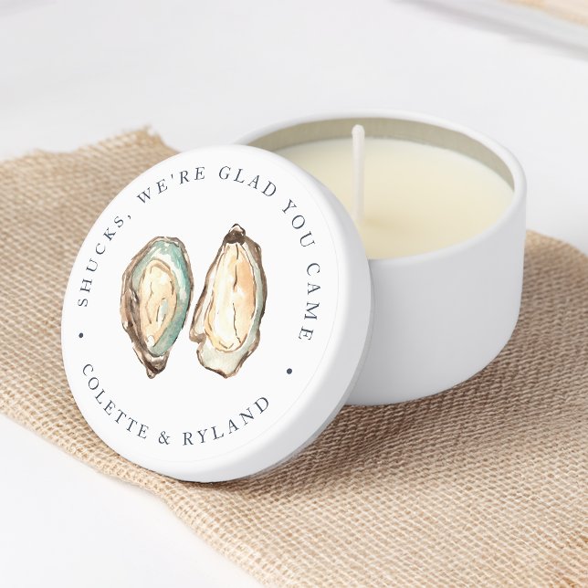 Coastal Watercolor Oyster Wedding Favor Mini Candle Favors (Creator Uploaded)