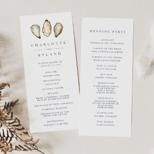 Coastal Watercolor Oyster Wedding Program