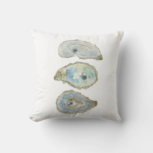 Coastal Watercolor Oysters- Vertical Design Throw Pillow