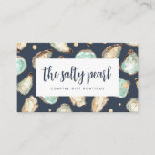 Coastal Watercolor Pearl & Oyster Business Card (Front)
